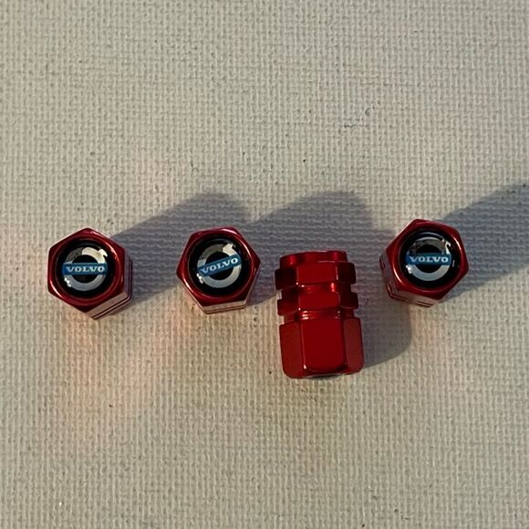 Volvo valve Stem caps in Red set of 4 NWT - Picture 1 of 5
